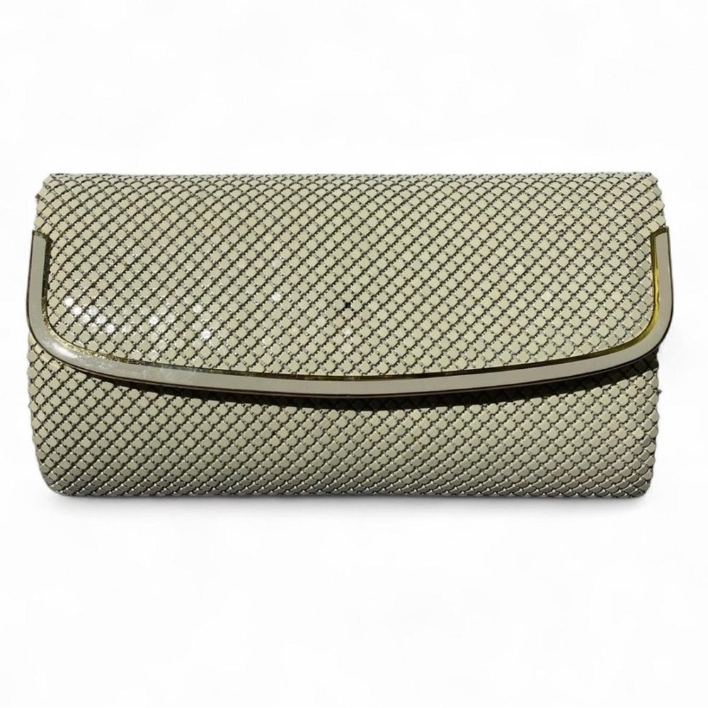 Vintage 80s White Armor Metal Mesh Clutch Bag Snake Chain Bridal Coquette Purse